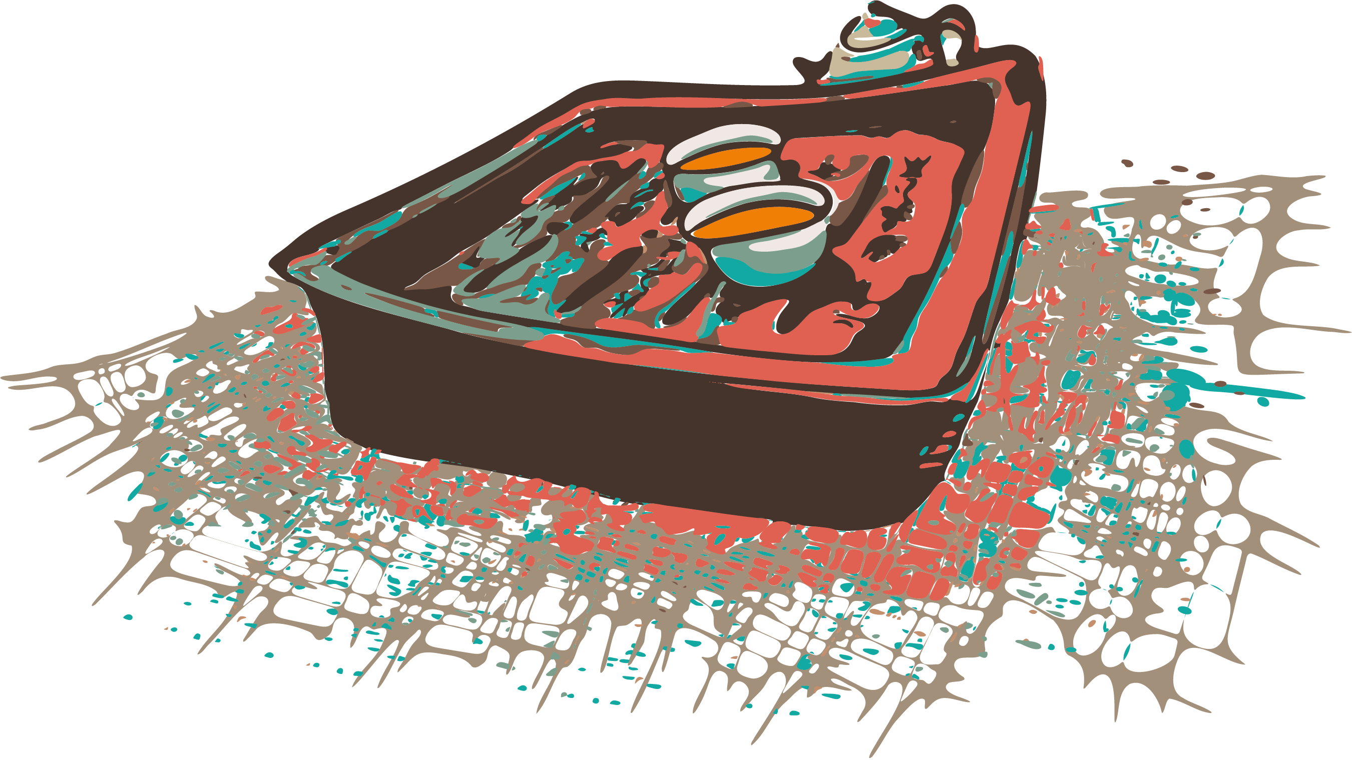 Tea tray with cups — illustrated